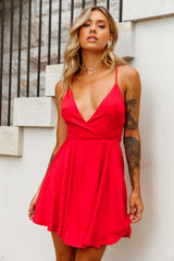 Secret Place Strappy Tie Back Party Dress Red