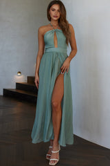Athena High Split Maxi Dress Olive