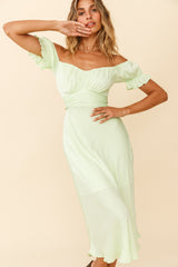 Linka Off-Shoulder Tie Back Midi Dress Apple