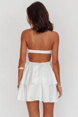 Behati Tiered Layer Strapless Dress White