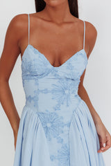 Serifine Floral Embellished Maxi Dress Blue