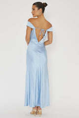 Lucinda Off-Shoulder V-Back Dress Blue