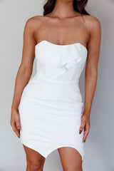 Everlasting Love Asymmetrical Hem Mini Dress White