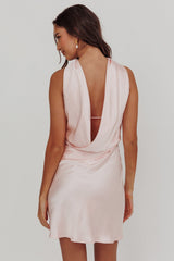 Damsel Reverse Halter Mini Dress Blush