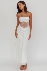 These Days Backless Lace Waist Maxi Dress White