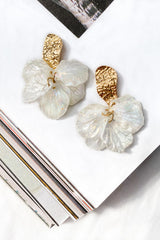 Rising Sun Orchid Flower Earrings White