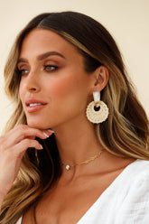 Zulu Faux Straw Earrings Beige