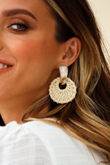 Zulu Faux Straw Earrings Beige