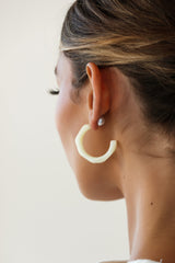 Sydney Perspex Hoop Pearl Back Earrings Beige