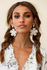 Serendipity Beaded Flower Earrings Clear