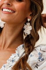 Serendipity Beaded Flower Earrings Clear