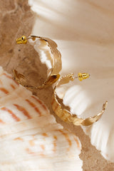 Shari Textured Half Hoop Earrings Gold