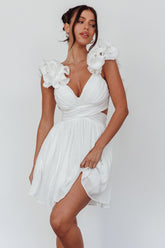 Adagio Lace-Up Back Mini Dress Off White