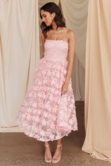 Dori Floral Embellished Midi Dress Blush