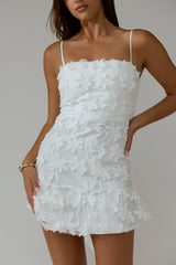 Dori Embellished Mini Dress Palm Tree White