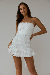 Dori Embellished Mini Dress Palm Tree White