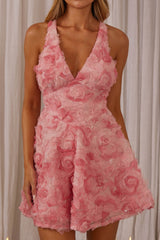 Lavalle Criss-Cross Embellished Mini Dress Pink