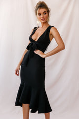 Sorry Not Sorry Wide Strap Flounce Dress Black