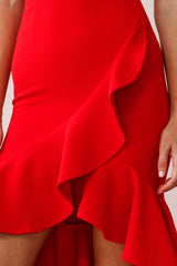 Cartagena High-Low Asymmetric Salsa Dress Red
