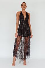 Tiara Sequin Maxi Dress Black