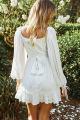 Linka On Or Off-Shoulder Long Sleeve Tie-Back Dress White