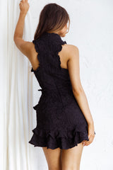 Osiris Sleeveless High Neck Lace Dress Black