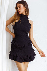 Osiris Sleeveless High Neck Lace Dress Black