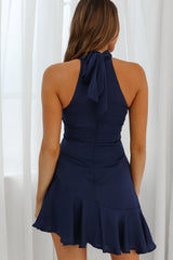 Promises Halterneck Fluted Hem Dress Navy