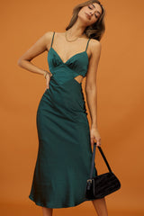 City Lights Cut-Out Waist Strappy Back Midi Dress Jade