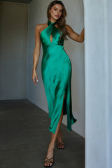 Je Reve Twist Halterneck Midi Dress Green