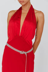 Vision Halterneck Midi Dress Cherry