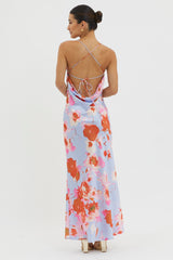 Dream Walk Cowl Back Tied Dress Print Pink