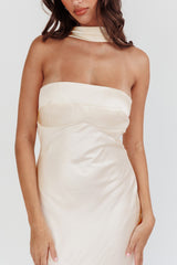 Damsel Reverse Halter Maxi Dress Oyster