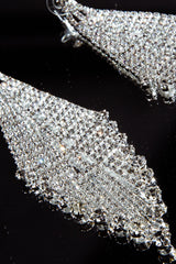 Rani Diamante Tassel Earrings Silver