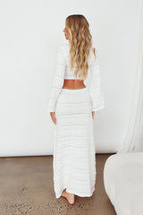 Meredith Long Sleeve Cut-Out Maxi Dress White