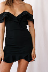 Good Reviews Off-Shoulder Ruffle Mini Dress Black