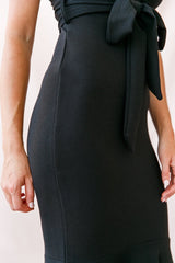 Sorry Not Sorry Wide Strap Flounce Dress Black