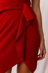 Tesla Cami Strap Sculpted Fabric Dress Red